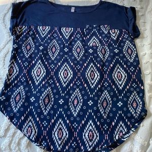 Blue and pink blouse